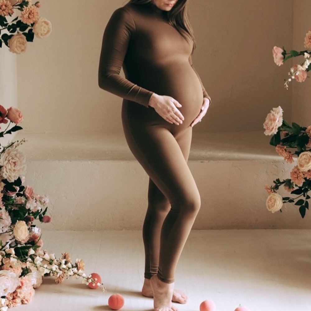 The Gigi Maternity Bumpsuit in Mocha